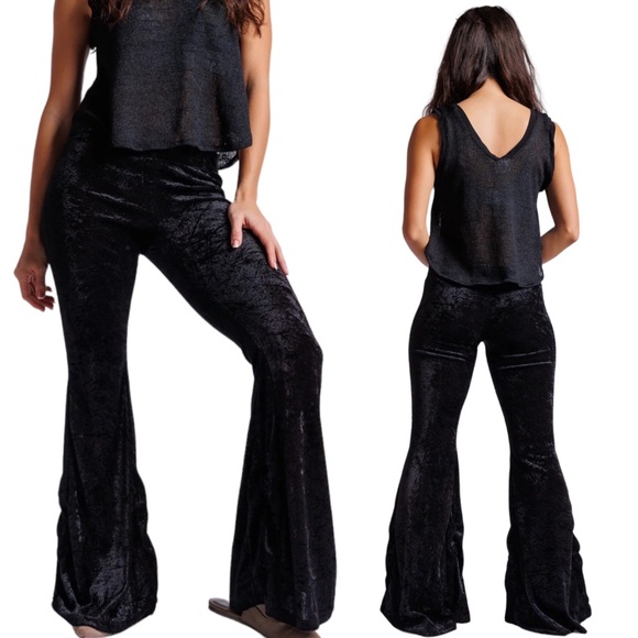 Kucoon Designs Black Velvet Flair Pants - Picture 6 of 15